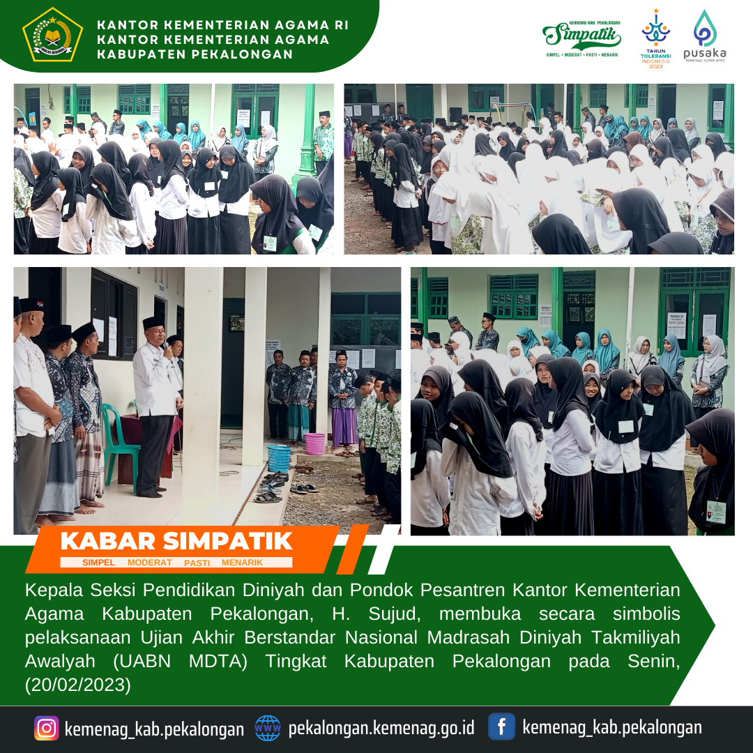 Ujian Akhir Berstandar Nasional Madrasah Diniyah Takmiliyah Awalyah (UABN MDTA) Tingkat Kabupaten Pekalongan