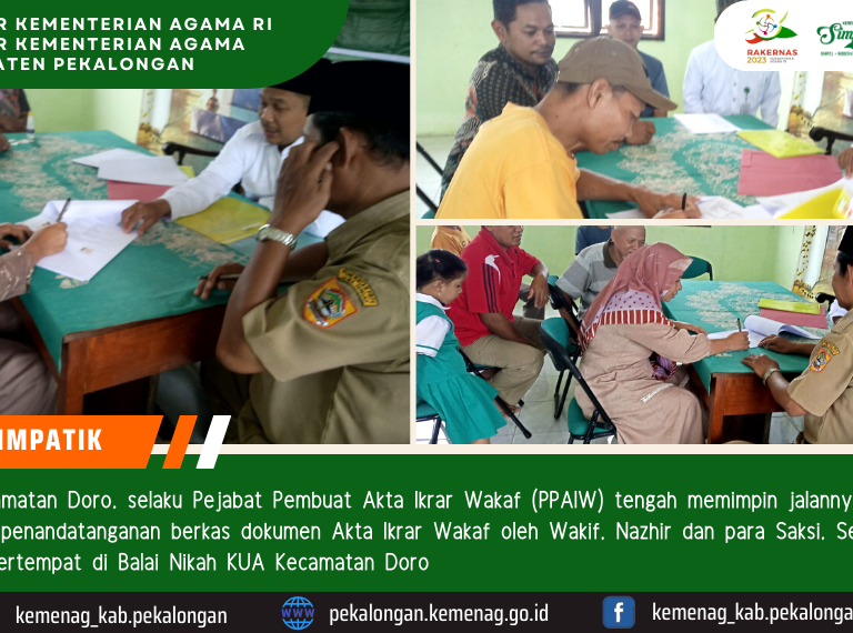 PPAIW Kecamatan Doro Pimpin Prosesi  Tiga Ikrar Wakaf Sekaligus