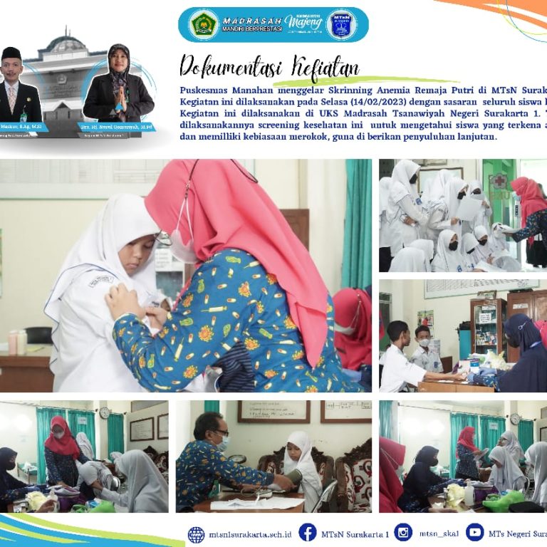 Skrinning Anemia Siswa MTsN Surakarta 1 sebagai Upaya Deteksi Kesehatan Sejak Dini