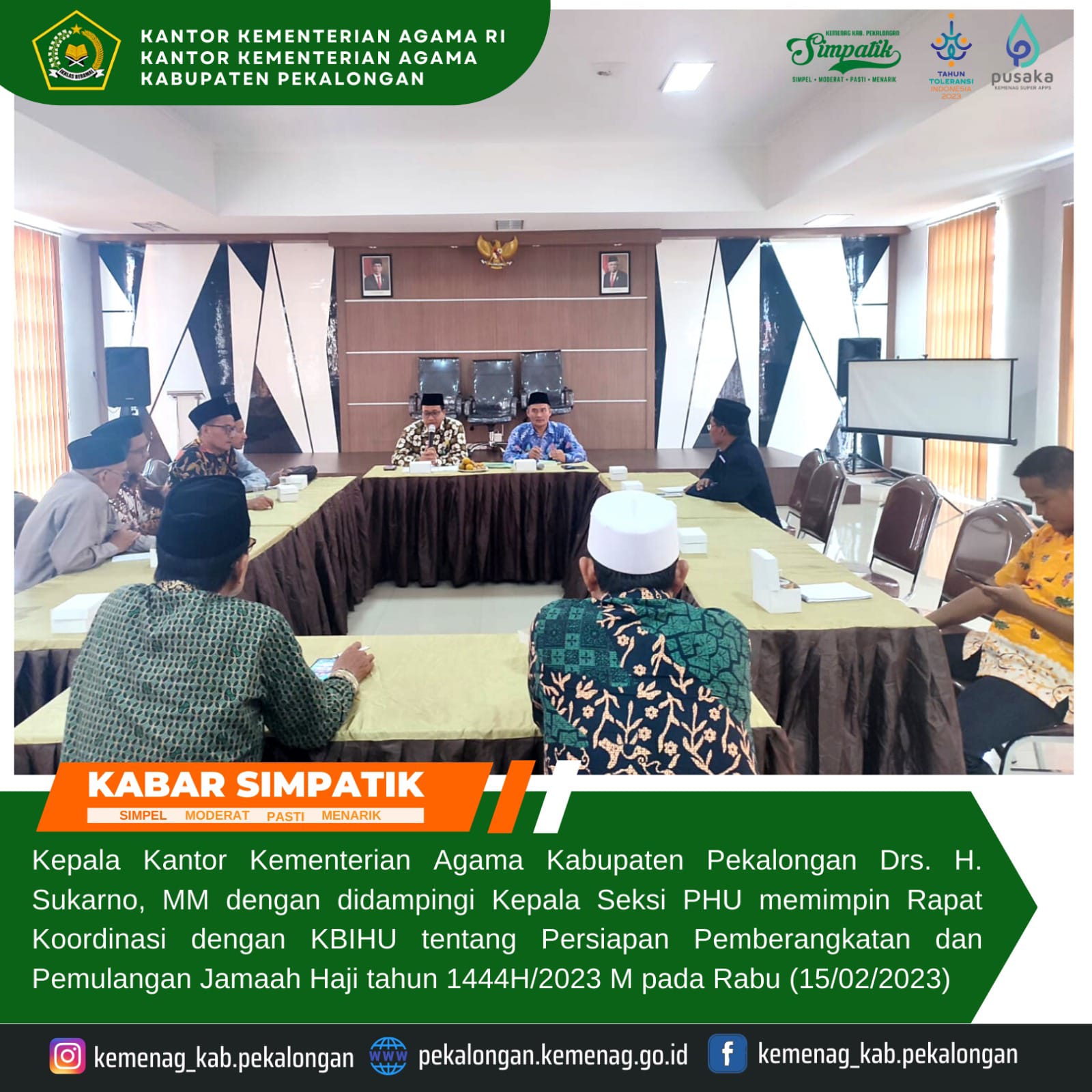 Kemenag Kab. Pekalongan Selenggarakan Rakor Persiapan Ibadah Haji Tahun 1444 H/2023 M