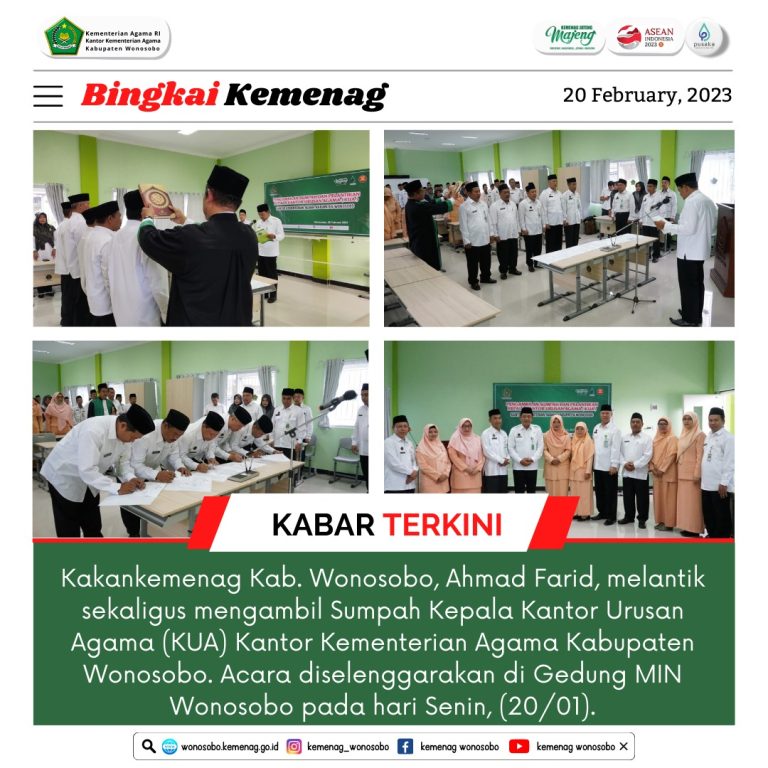 Dua Penghulu Ahli Madya Dilantik Menjadi Kepala KUA, Tiga Lainnya di Rolling