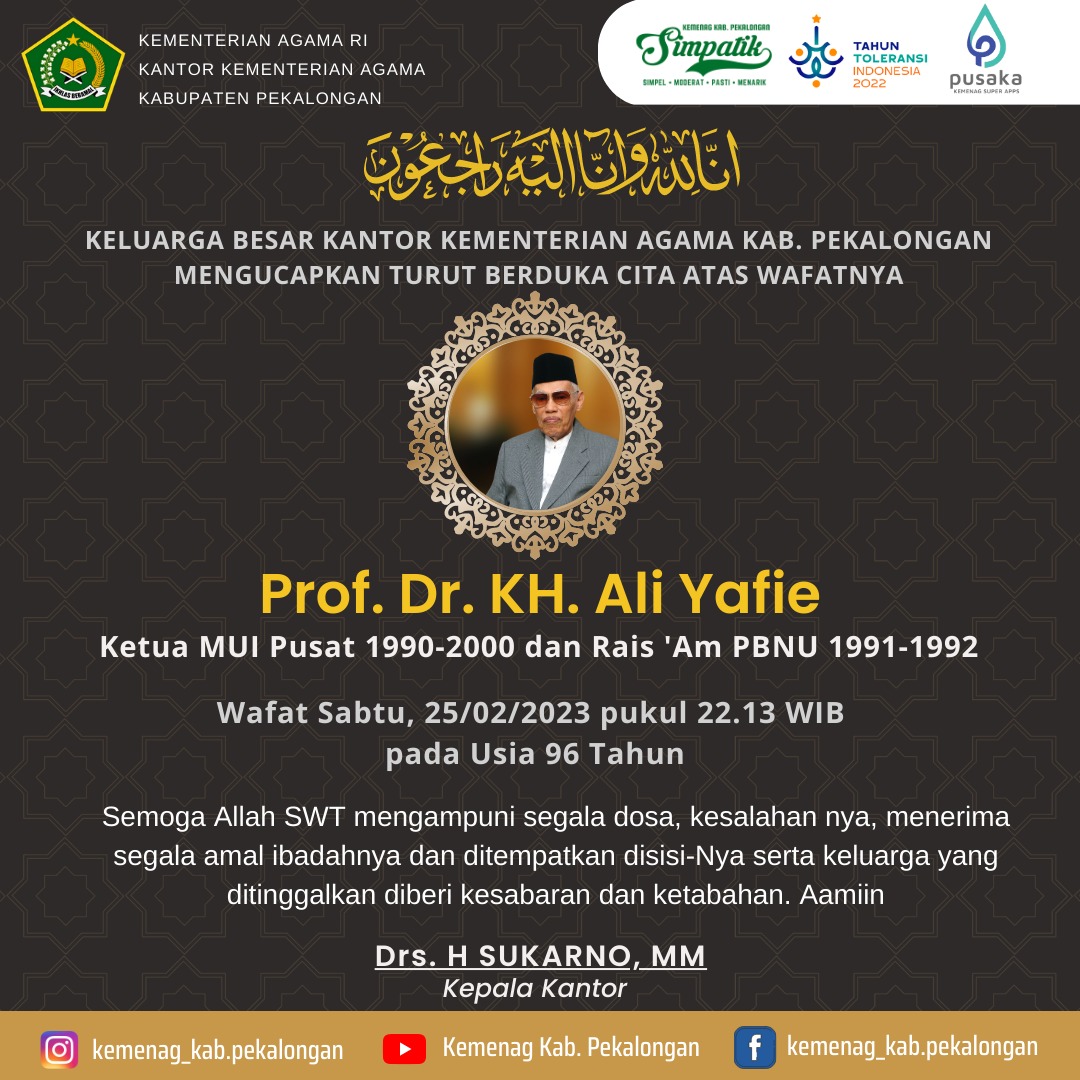 KH. Ali Yafie Berpulang, Kepala Kemenag Ucapkan Duka Mendalam