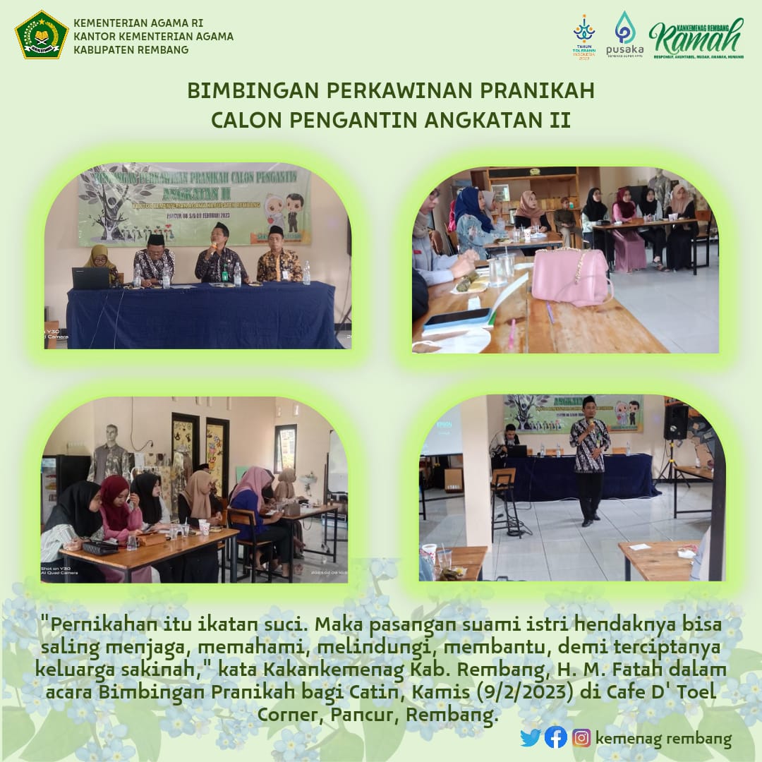 Kakankemenag Ajak Catin Turunkan Angka Perceraian