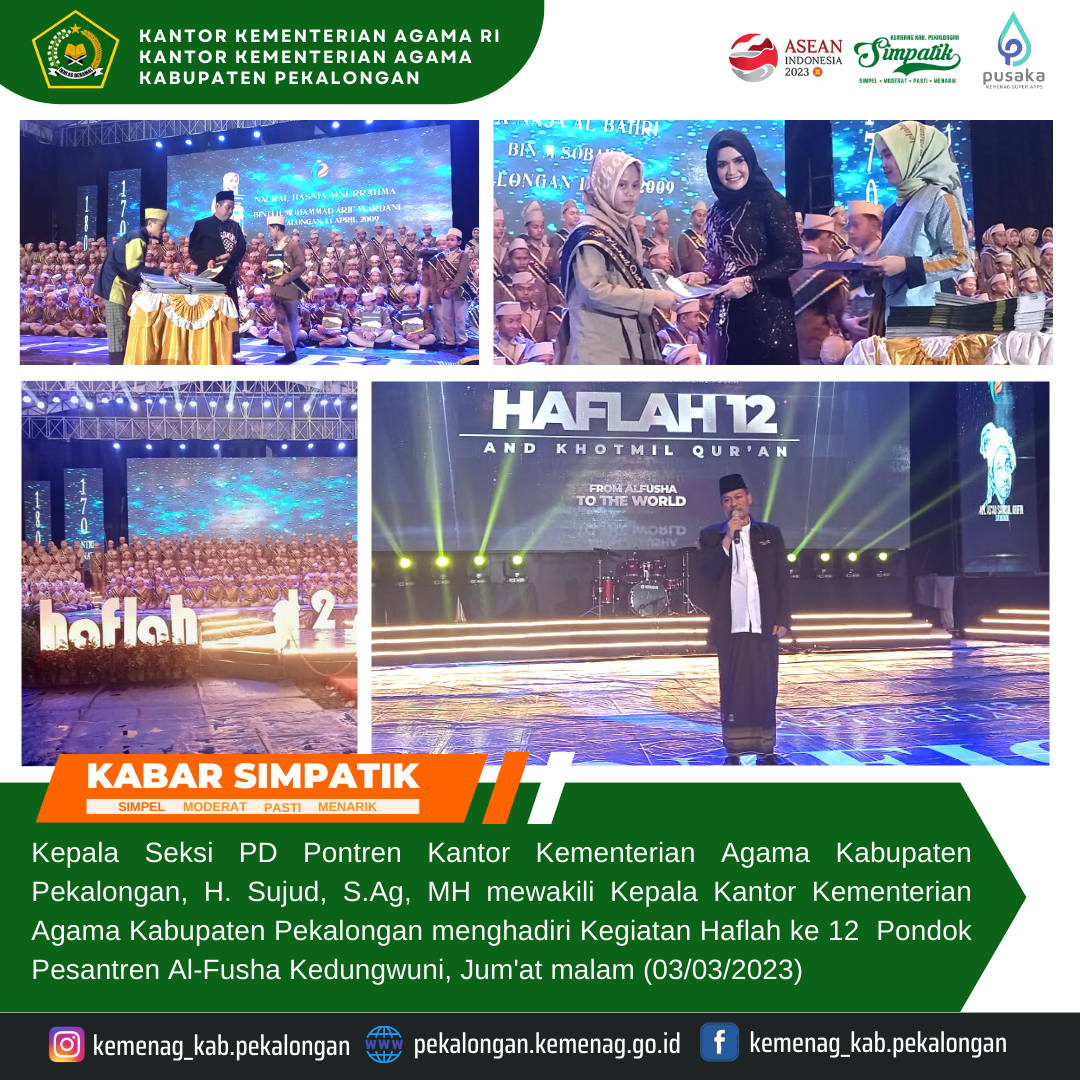 Kasi PD Pontren Kemenag Kab. Pekalongan Hadiri Haflah Ke-12 Ponpes Al-Fusha