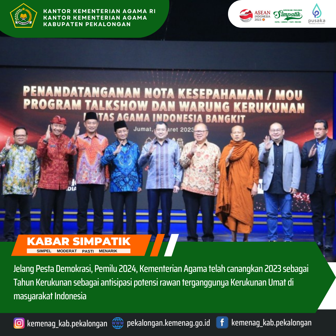Jelang Pesta Demokrasi, Kemenag Tegaskan 2023 sebagai Tahun Kerukunan