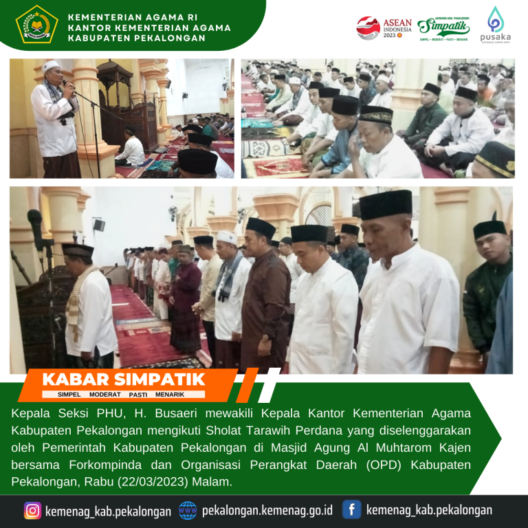 Pemerintah Gelar Tarawih Bersama di Masjid Agung Al Muhtarom Kajen