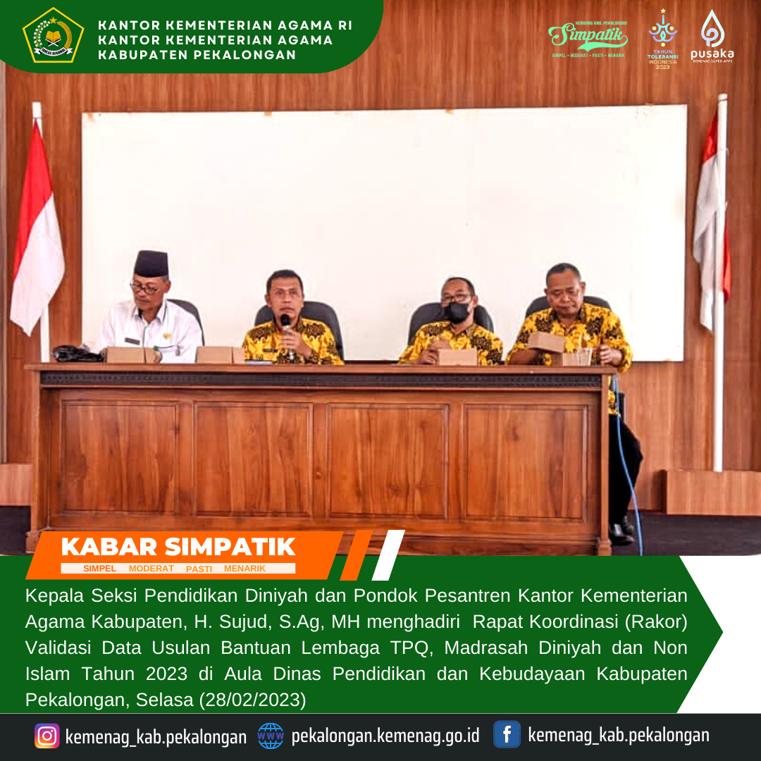 Rakor Validasi Data Usulan Bantuan Lembaga TPQ, Madin dan Non Islam Tahun 2023