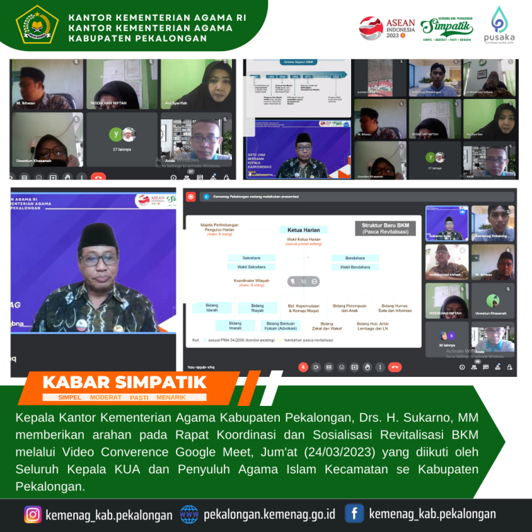 Kemenag Kab. Pekalongan Gelar Rapat Koordinasi Revitalisasi Badan Kesejahteraan Masjid (BKM)