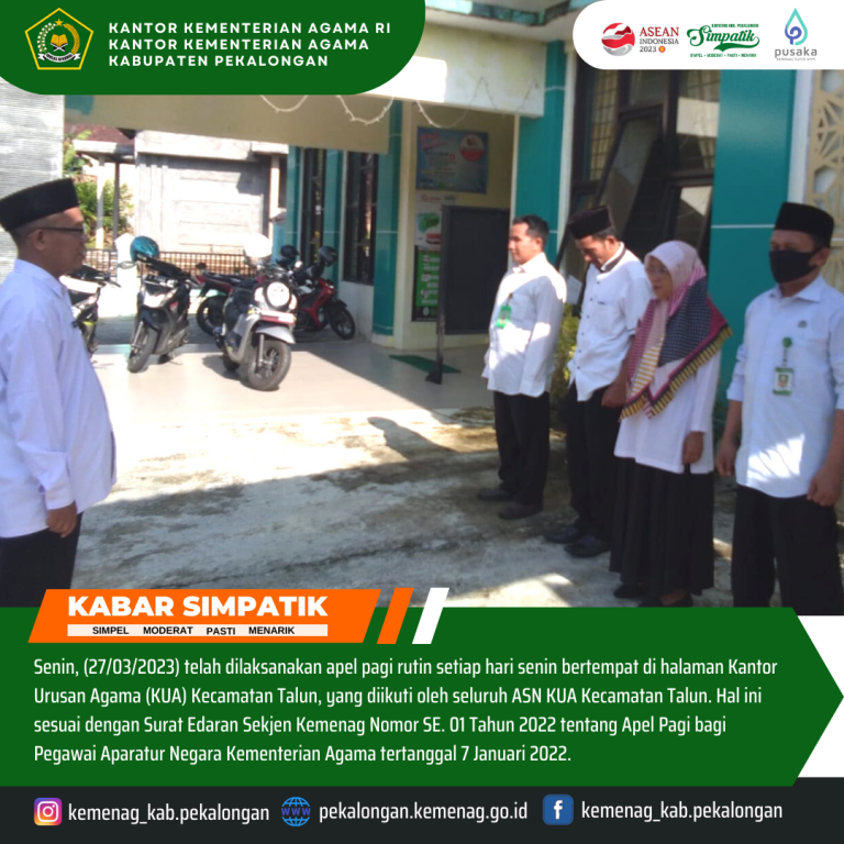 Apel Pagi Rutin, Kepala KUA Talun Sampaikan Revitalisasi BKM