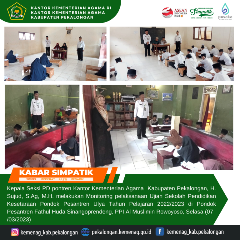 Kasi PD Pontren Monitoring Pelaksanaan Ujian Kesetaraan PKPPS