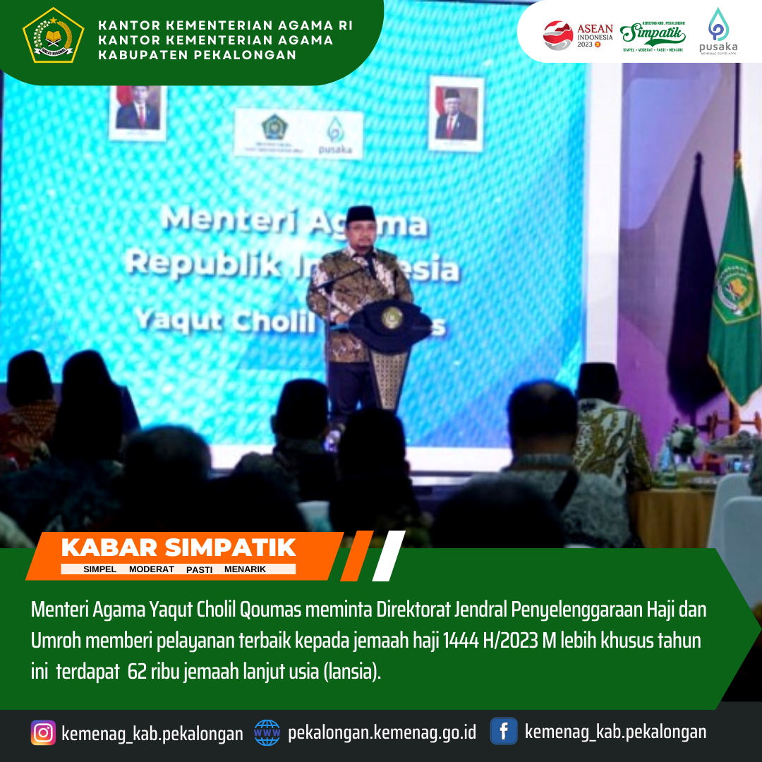 Menag Yaqut Cholil Qoumas Minta Ada Pelayanan Khusus Jamaah Lansia