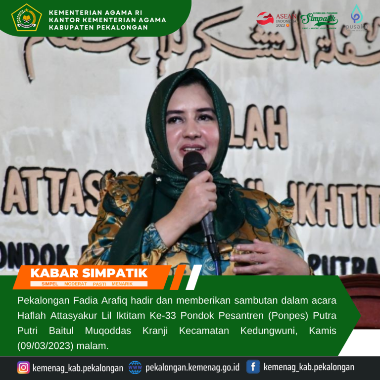 Bupati Fadia Hadiri Haflah Attasyakur Lil Ikhtitam Ke-33 Ponpes Putra Putri Baitul Muqoddas
