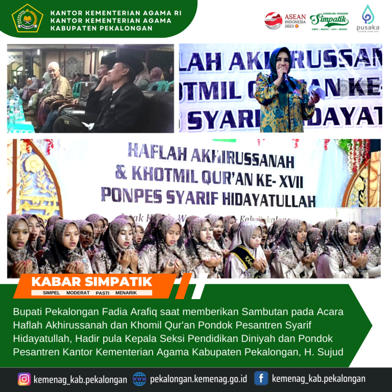Bersama Bupati Fadia Kasi PD Pontren Hadiri Haflah Akhirussanah Pondok Pesantren Syarif Hidayatullah