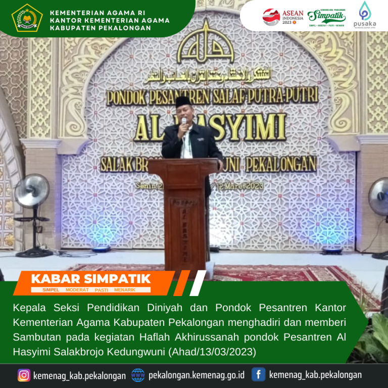 Hadiri Haflah Akhirussanah, Kasi PD Pontren Himbau Pondok Pesantren Untuk Ajukan Bantuan Melalui Aplikasi Simba