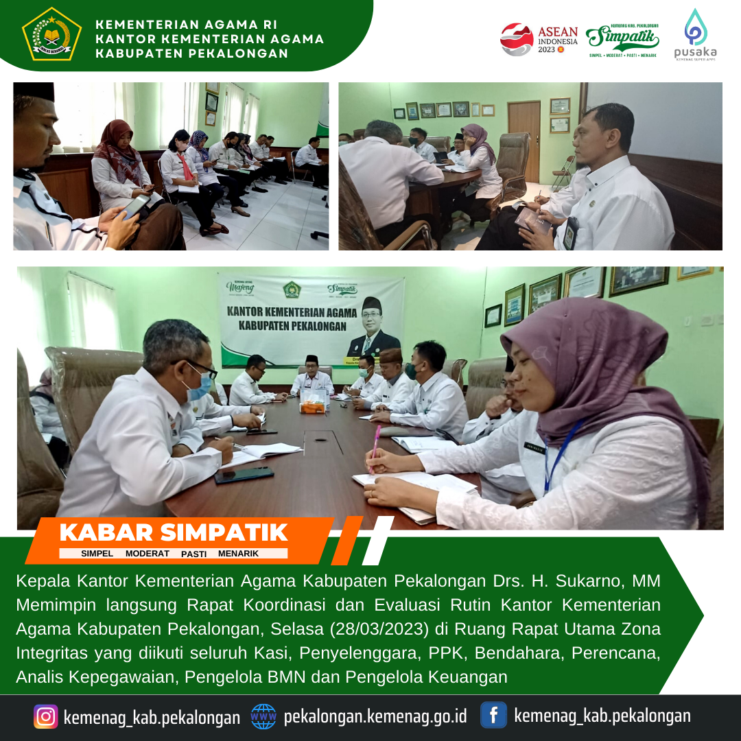 Rapat Koordinasi dan Evaluasi Rutin Kemenag Kab. Pekalongan