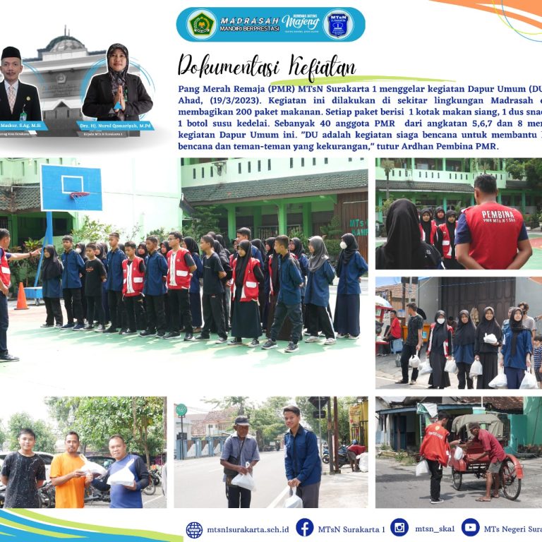 Aksi Peduli Sesama PMR MTsN Surakarta 1 Bagikan Ratusan Paket Makanan