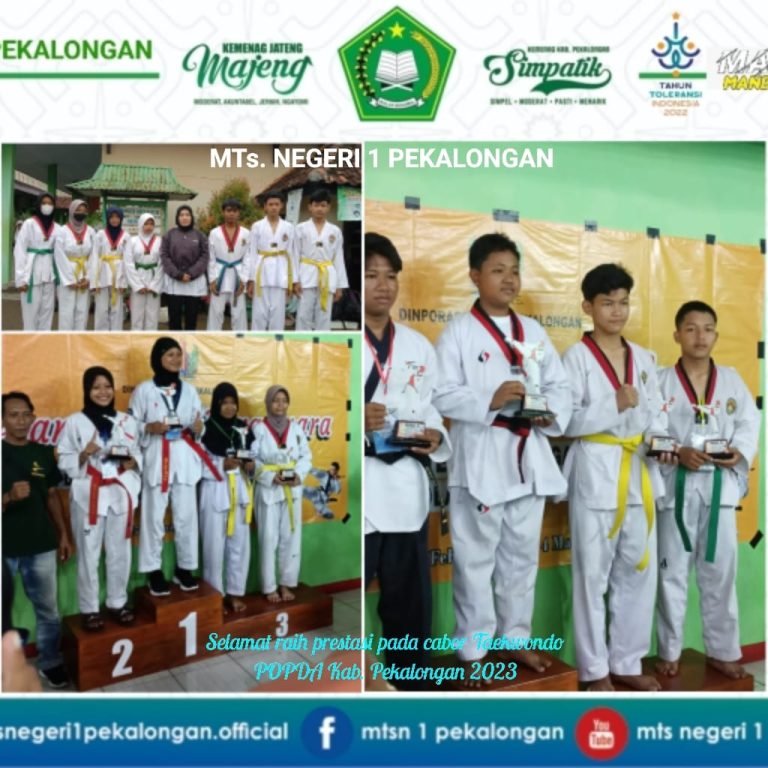 Tiga Siswa MTs N 1 Pekalongan Sabet Medali Perunggu Cabor Taekwondo POPDA Kabupaten Pekalongan 2023
