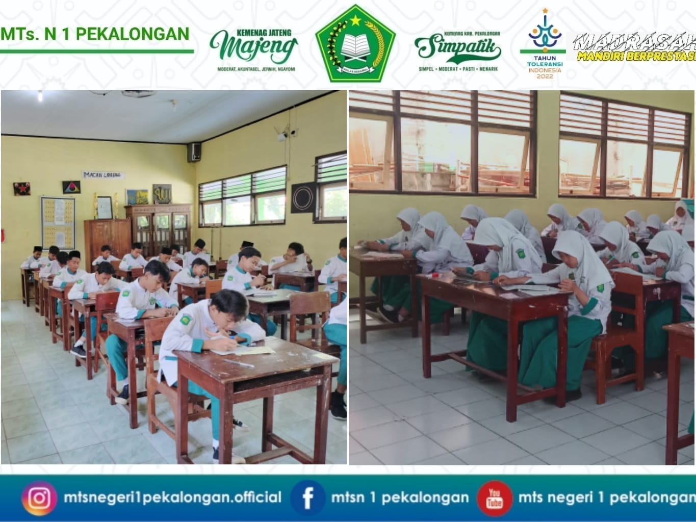 MTs N 1 Pekalongan Melaksanakan Penilaian Akhir Semester (PAS) Genap Kelas IX dan PHB Kelas VII & VIII Tahun Pelajaran 2022/2023