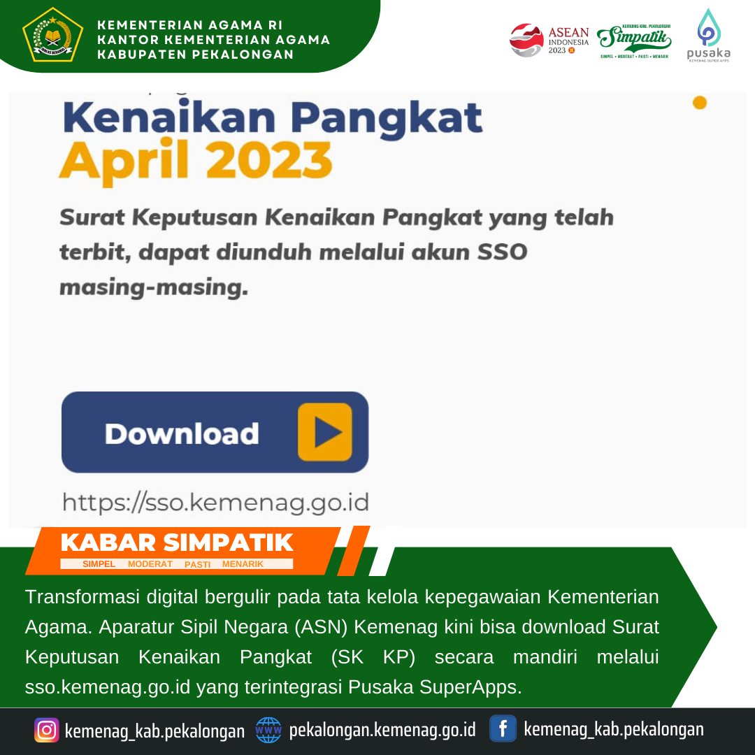 Transformasi Digital, ASN Kemenag Mulai 1 April Bisa Download Mandiri SK Kenaikan Pangkat