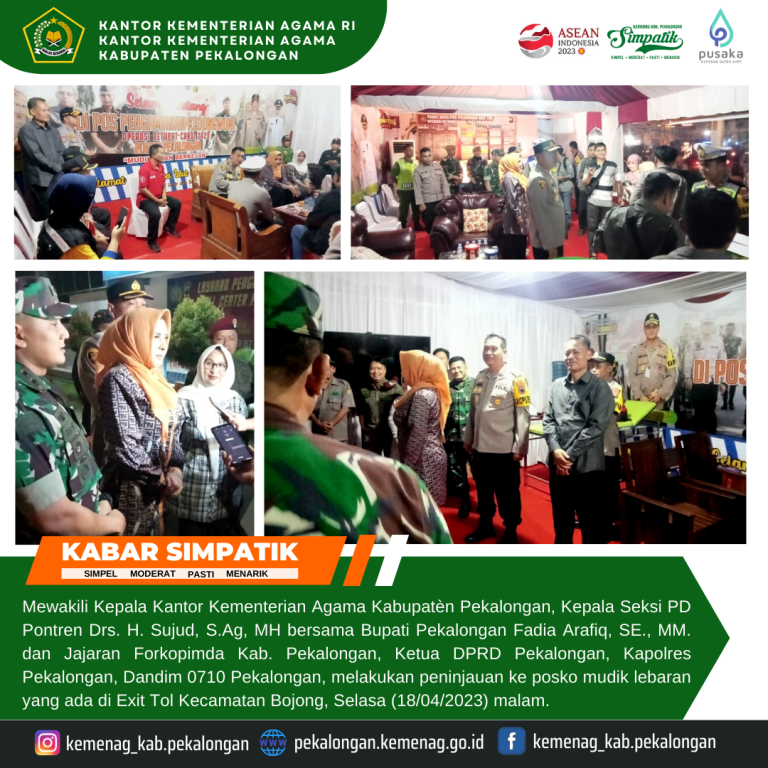 Mewakili Kepala Kemenag Kasi PD Pontren Bersama Bupati dan Forkopimda Tinjau Posko Mudik Lebaran