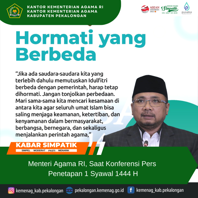 Pesan Menag Soal Beda Lebaran : Hormati, Jangan Tonjolkan Perbedaan