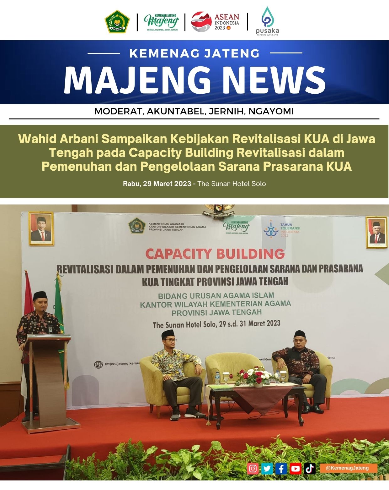 Wahid Arbani Sampaikan Kebijakan Revitalisasi KUA di Jawa Tengah pada Capacity Building Revitalisasi dalam Pemenuhan dan Pengelolaan Sarana Prasarana KUA