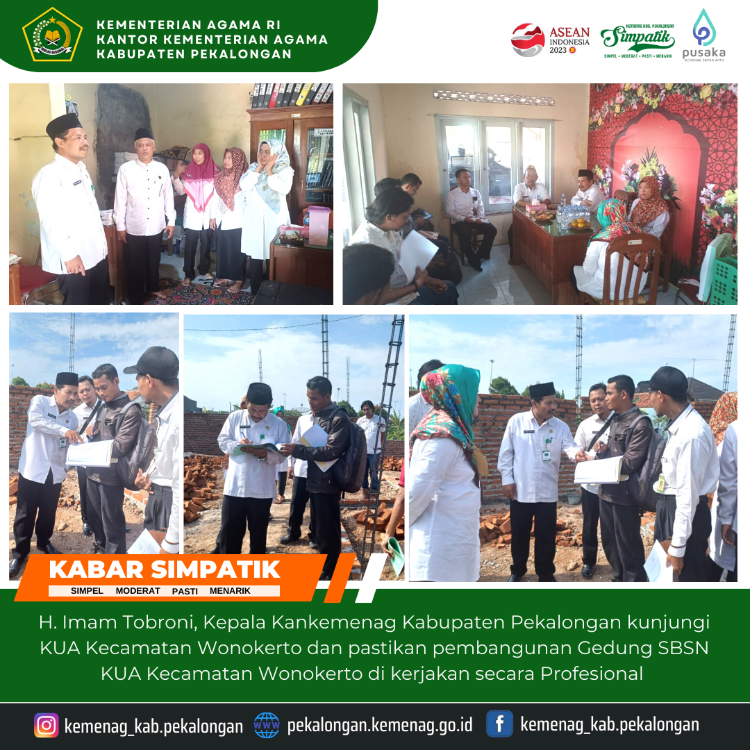 Kepala Kemenag Lakukan Monev Progres Pembangunan Gedung SBSN KUA Wonokerto