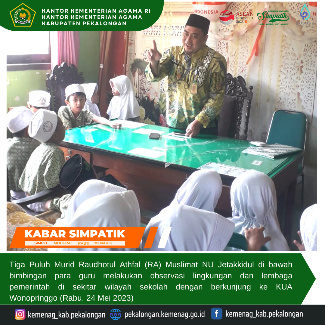 Kunjungan Murid RA Muslimat NU Jetakkidul di KUA Wonopringgo