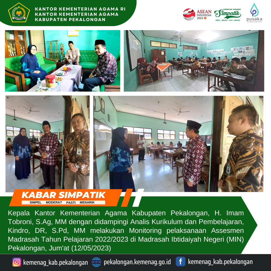 Kepala Kemenag Monitoring Pelaksanaan Assesmen Madrasah TP 2022/2023