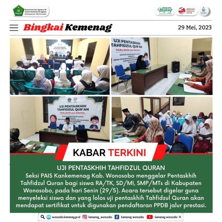 Uji Pentaskhih Tahfidzul Quran: Langkah Kongkrit Seleksi Siswa Jalur Prestasi Kompetisi Keagamaan