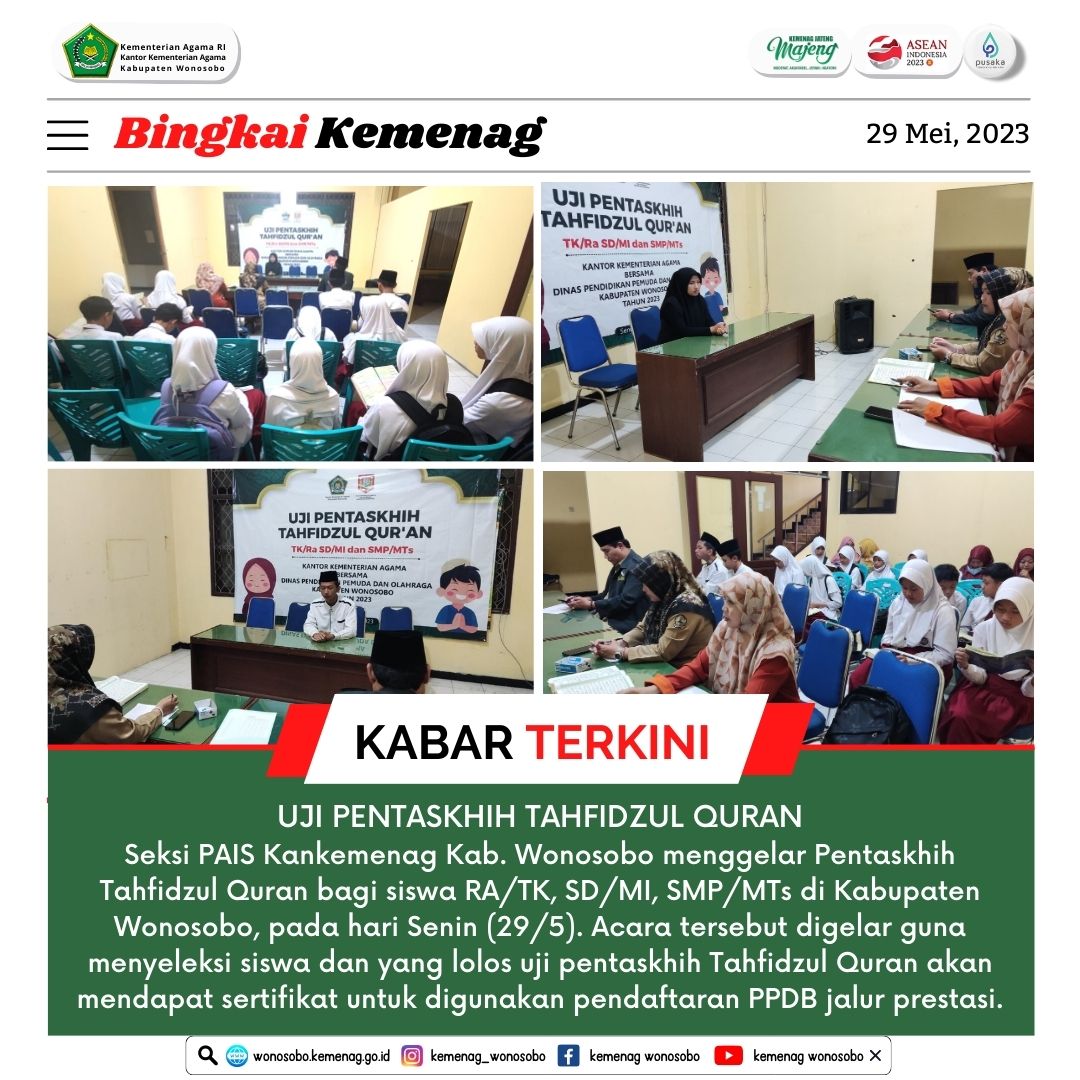 Uji Pentaskhih Tahfidzul Quran: Langkah Kongkrit Seleksi Siswa Jalur Prestasi Kompetisi Keagamaan