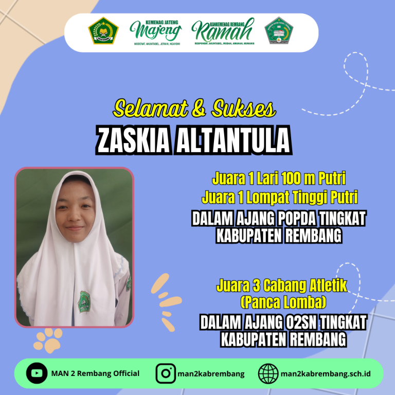 Membanggakan, Siswi MAN 2 Rembang Ini Berjaya di POPDA dan O2SN