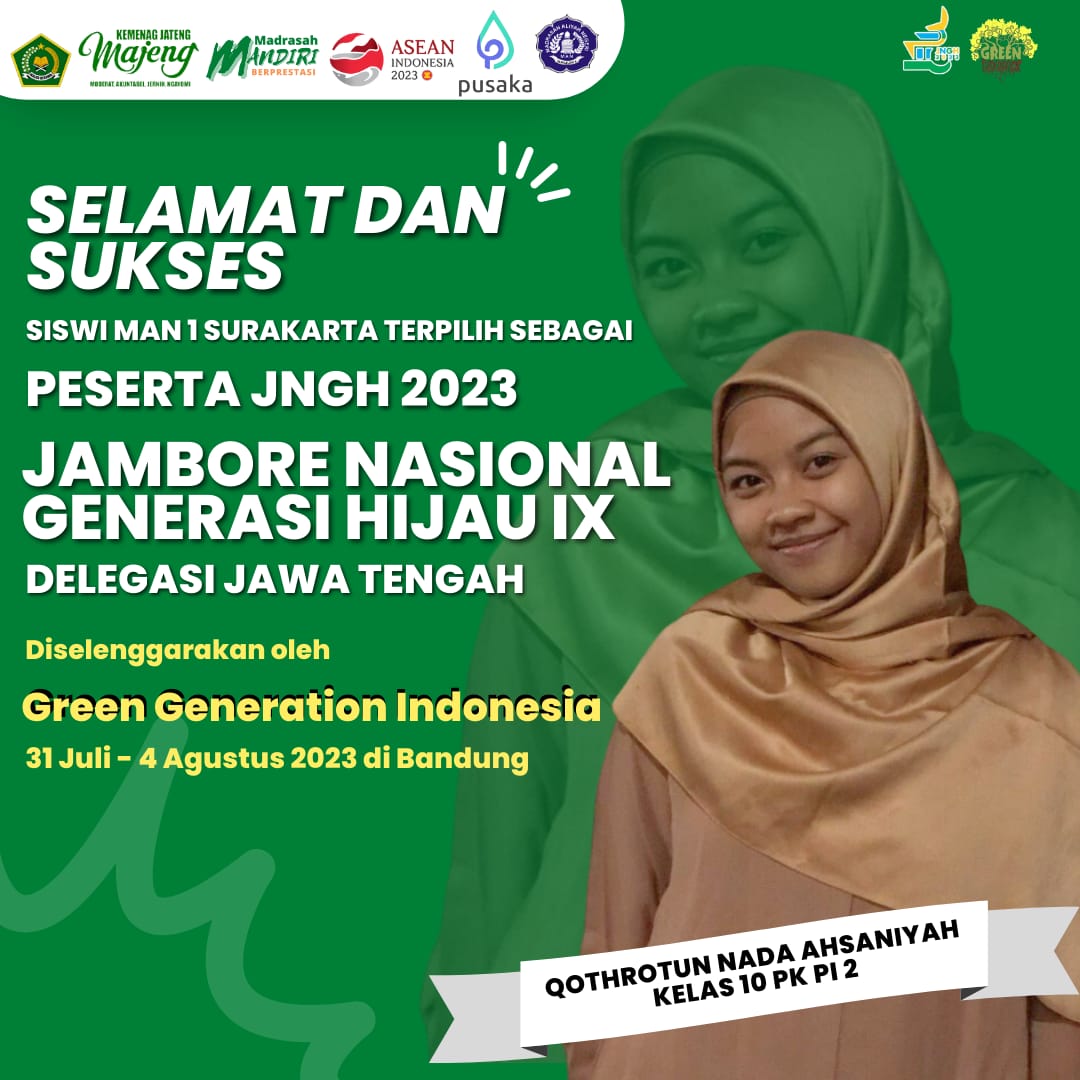Qothrotun Nada Ahsaniyah, Siswi MAN 1 Surakarta Lolos Seleksi Jambore Generasi Hijau XI