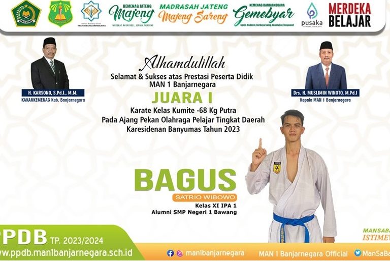 Juara karate Tingkat Karisedenan Banyumas, Bagus Satrio Wibowo Siswa MAN 1 Banjarnegara Siap Bertarung di Provinsi