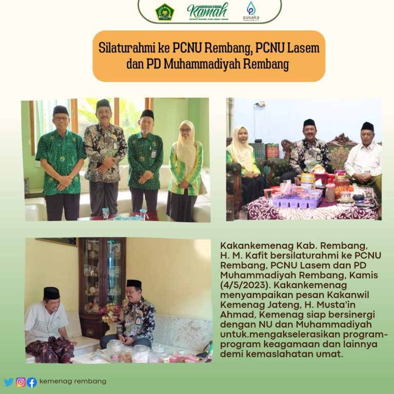 Silaturahmi Dua Ormas Terbesar, Kemenag Bangun Sinergitas Sukseskan Pembangunan Kehidupan Beragama di Rembang