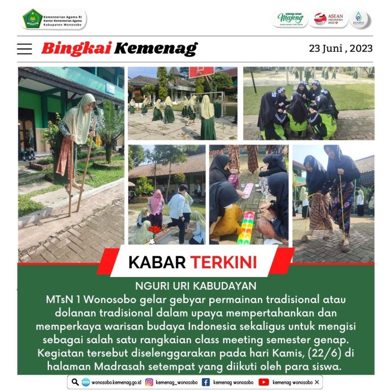 Lestarikan Warisan Budaya, MTsN 1 Wonosobo Gelar Gebyar Dolanan Tradisional