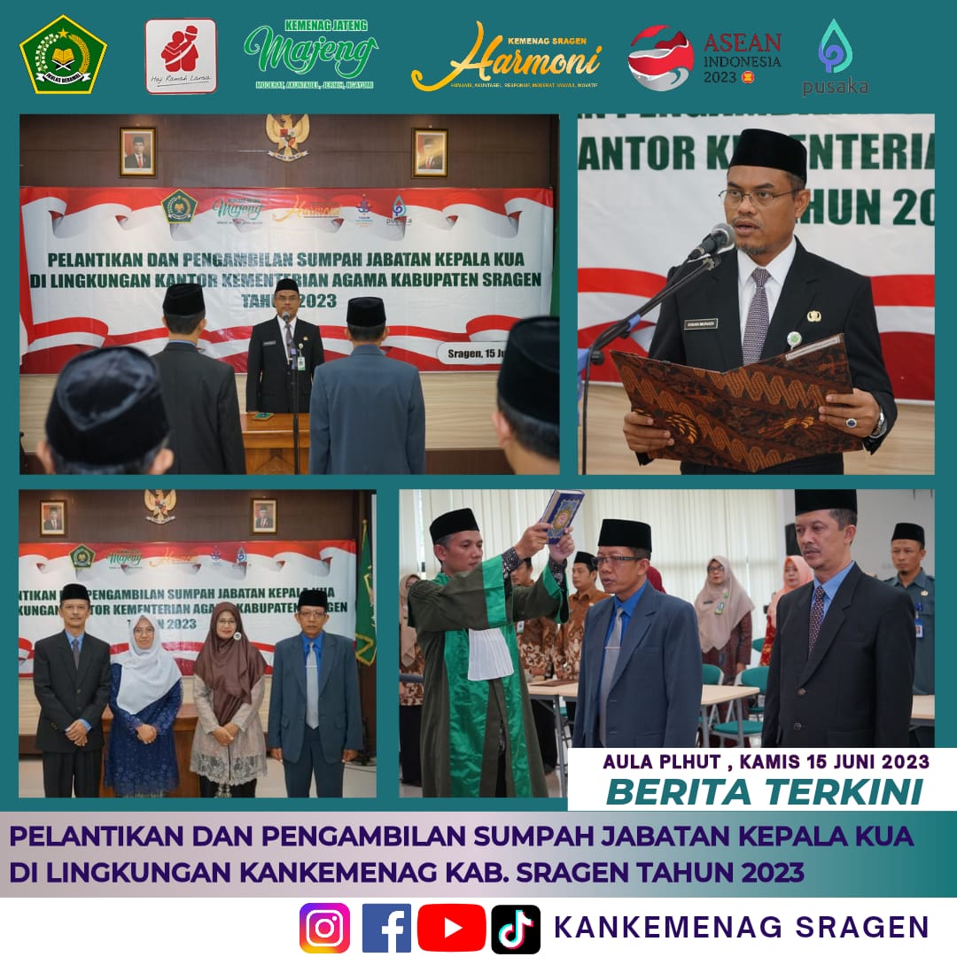 Kakankemenag Sragen Ambil Sumpah 2 Kepala KUA