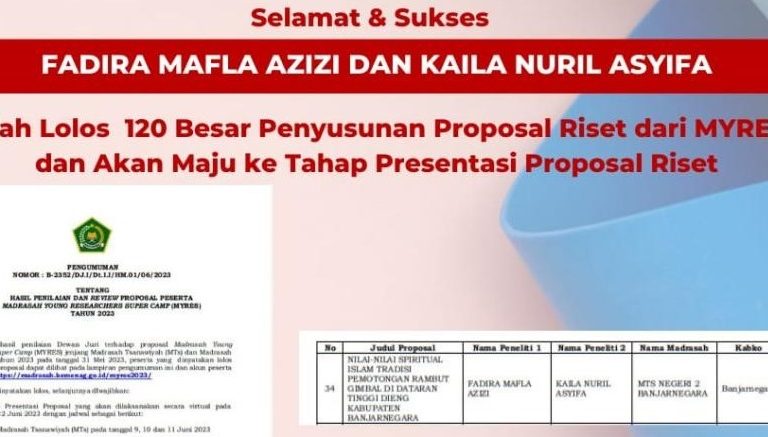 Tim Myres MTs Negeri 2 Banjarnegara Lolos Ke Tahap Presentasi Proposal Riset