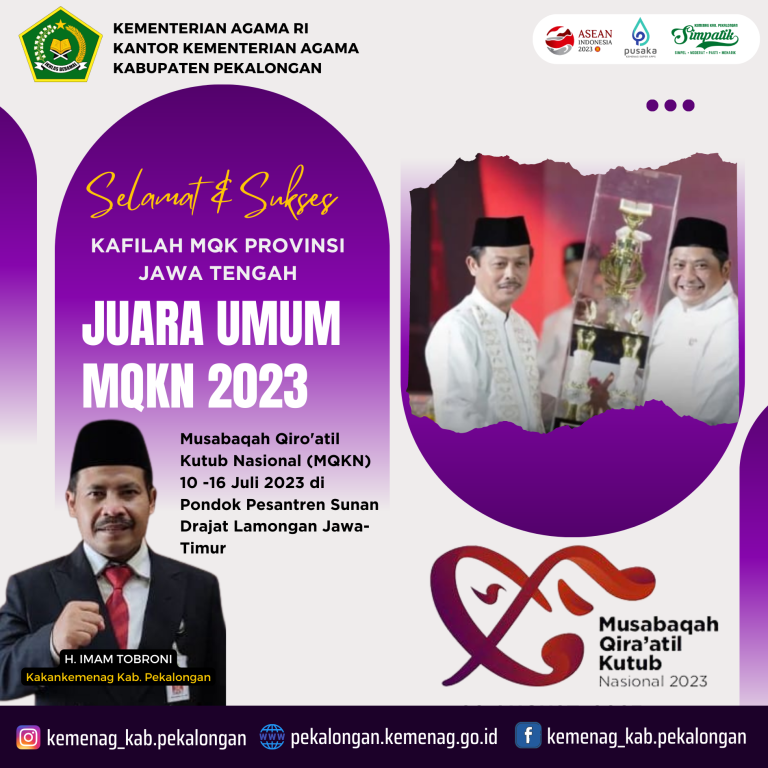 Jawa Tengah Juara Umum MQKN 2023, Imam Tobroni Ucapkan Selamat