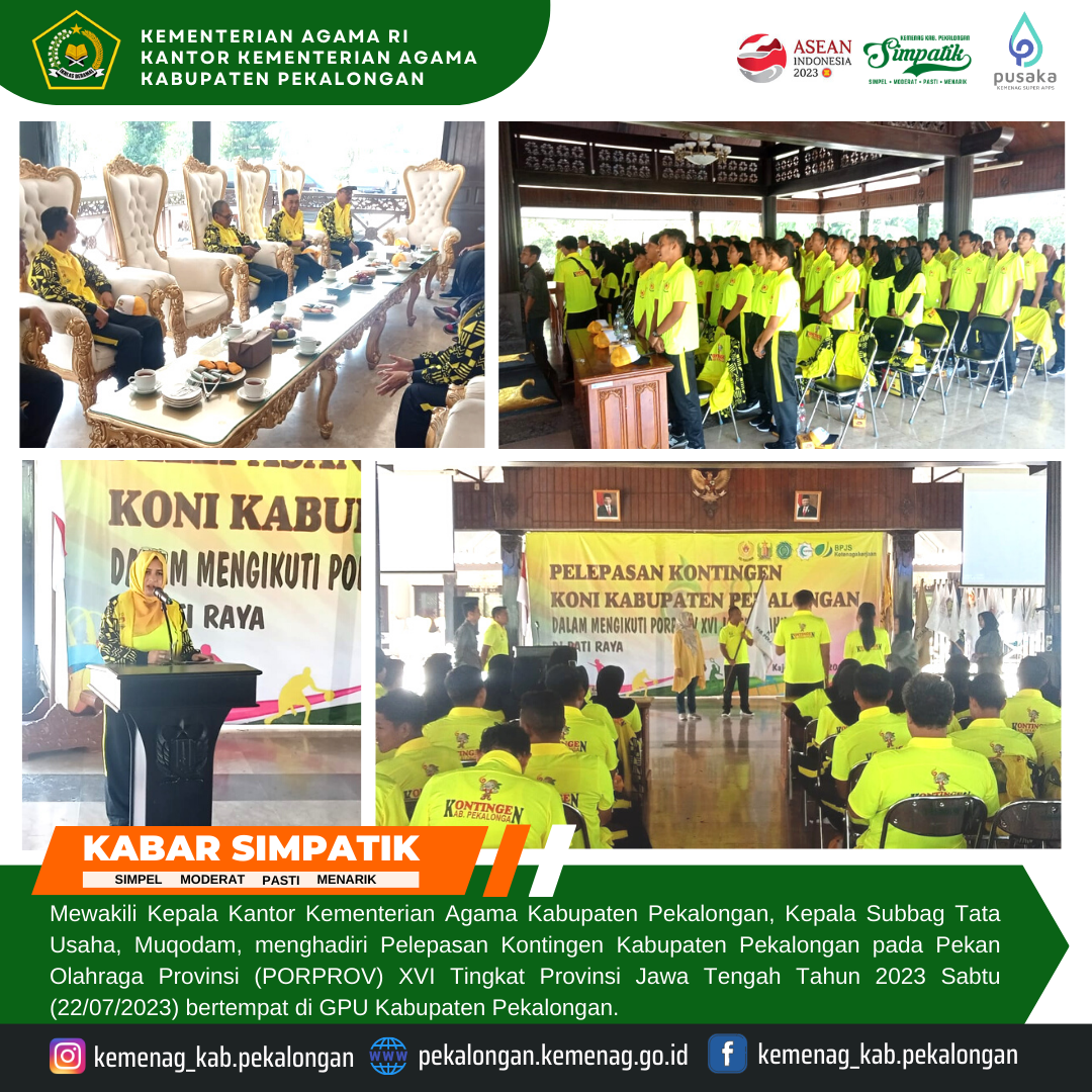 Kasubag TU, Muqodam Hadiri Pelepasan Kontingen Kab. Pekalongan Pada PORPROV XVI Tingkat Provinsi Jawa Tengah Tahun 2023