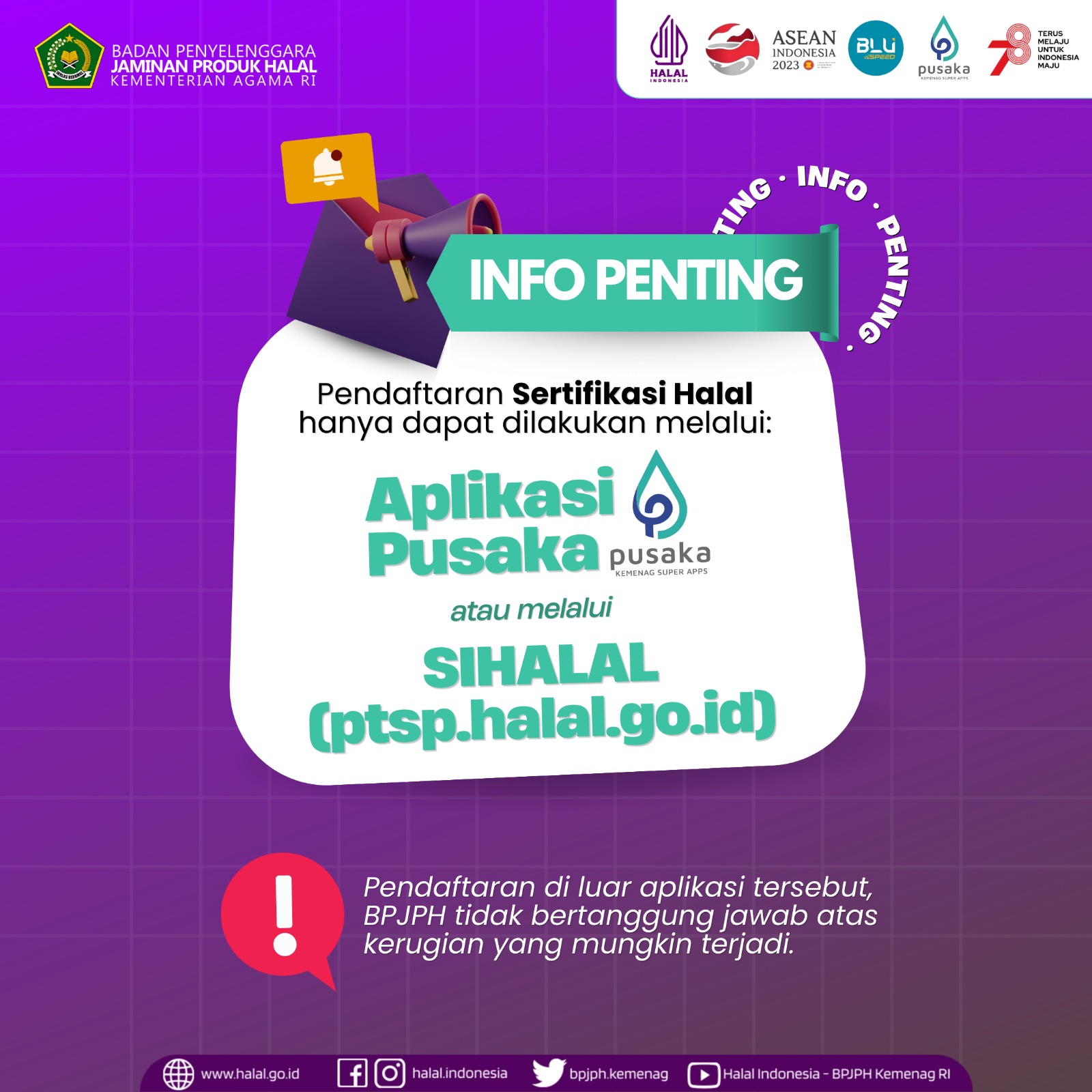 Waspada, Daftar Sertifikasi Halal Hanya Melalui PUSAKA Kemenag Atau Laman ptsp.halal.go.id