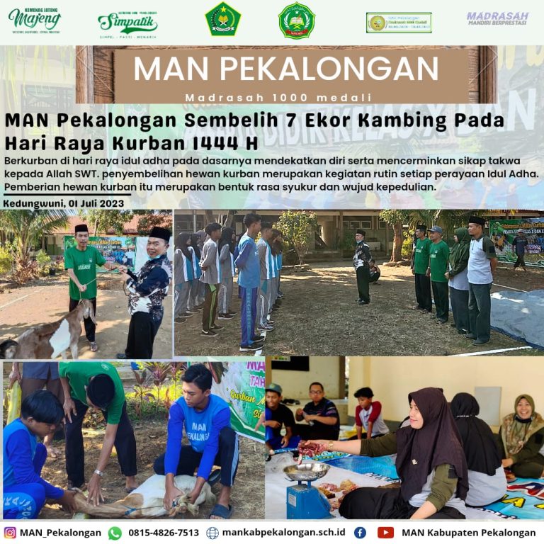 Rayakan Idul Adha, MAN Pekalongan Potong 7 Ekor Hewan Qurban