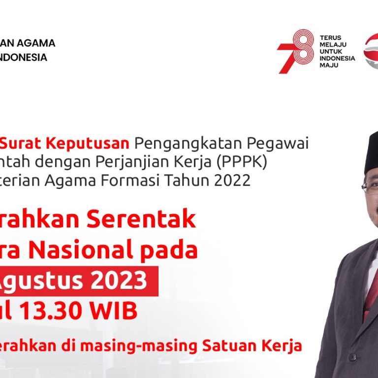 Serentak, SK PPPK Kemenag Diserahkan Pada15 Agustus 2023