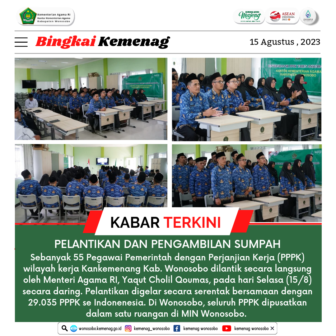 55 PPPK Kemenag Wonosobo Dilantik Menteri Agama