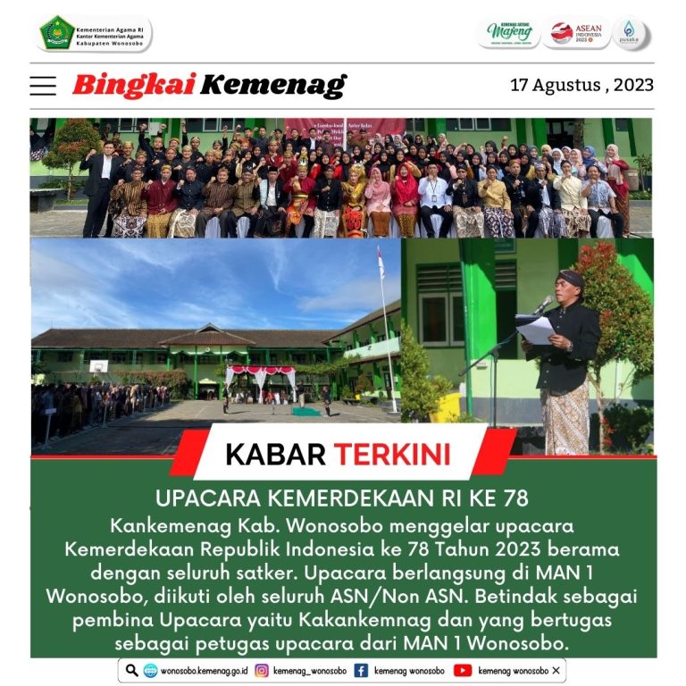 Upacara Bendera HUT RI ke-78 Dirayakan dengan Khidmat di MAN 1 Wonosobo