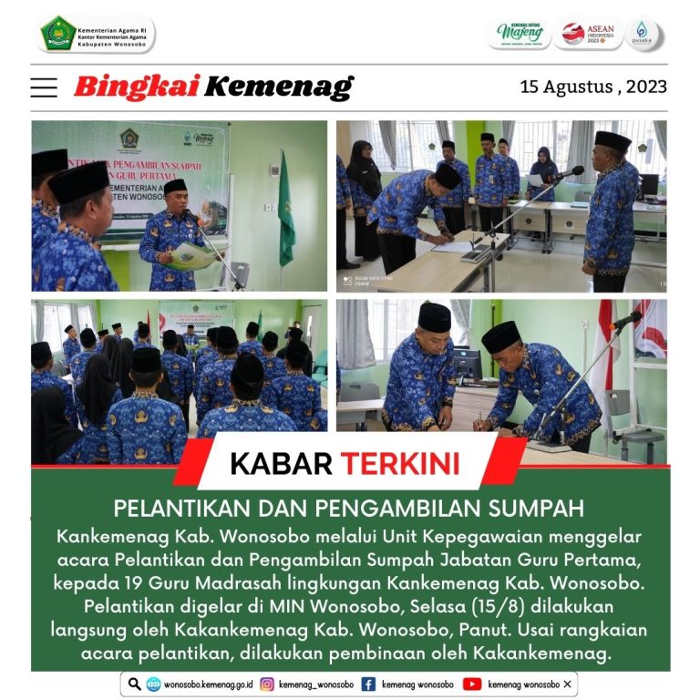 Pelantikan dan Pengambilan Sumpah 19 ASN Kemenag
