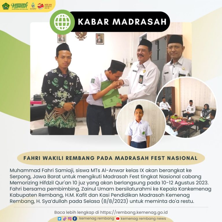 Fahri, Siswa MTs Al-Anwar Maju MHQ Madrasah Fest Tingkat Nasional