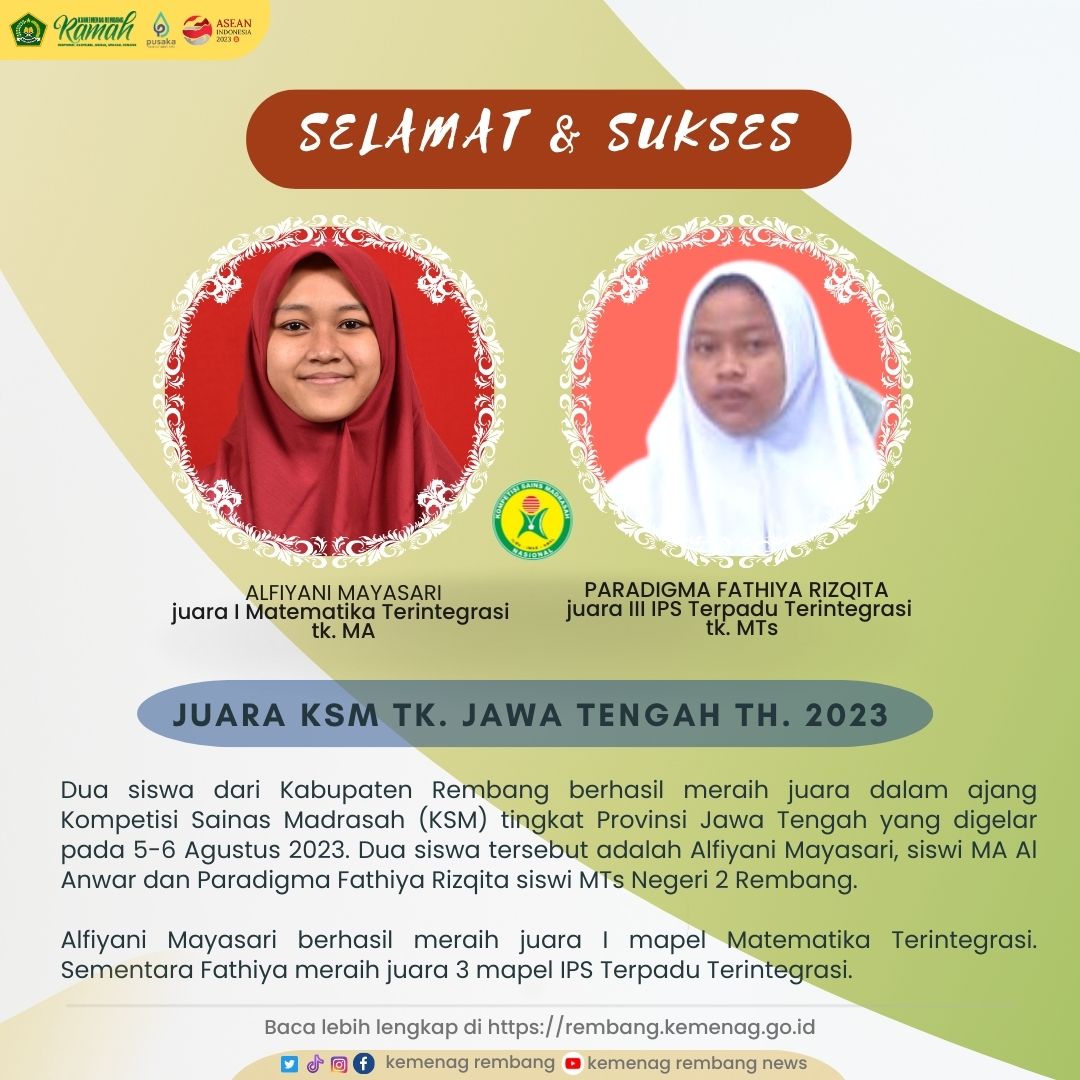 Dua Siswi Ini Rebut Juara KSM Tingkat Jawa Tengah
