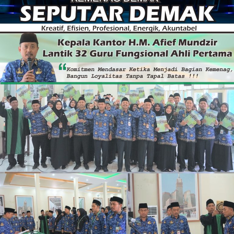 Kepala Kantor H.M. Afief Mundzir Lantik 32 Guru Fungsional Ahli Pertama