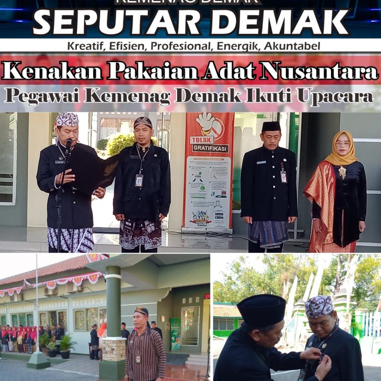 Kenakan Pakian Adat Nasional, Pegawai Kemenag Demak Ikuti Upacara 17-an